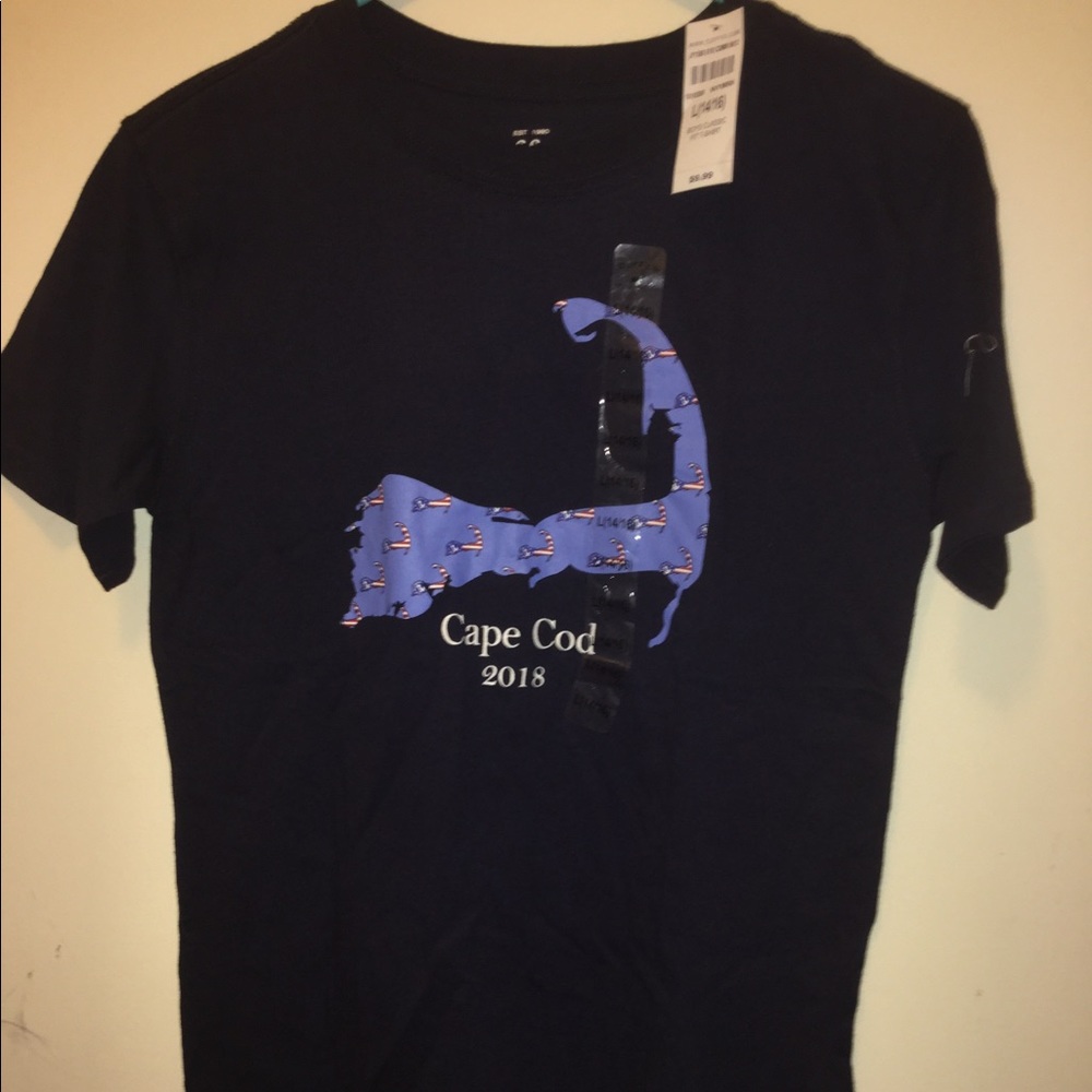 navy blue soft cape cod  graphic tee back + front